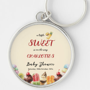 Colorful Watercolor Ice Cream Sweet Baby Shower Keychain
