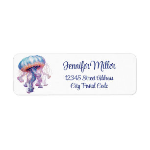 Colorful watercolor Jellyfish design Label