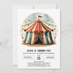 Colorful Watercolor Joy Circus Birthday Invitation