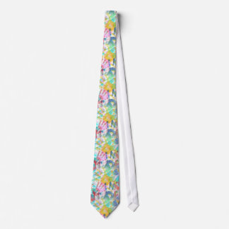 Colorful Watercolor Kid's Handprints Unusual Tie