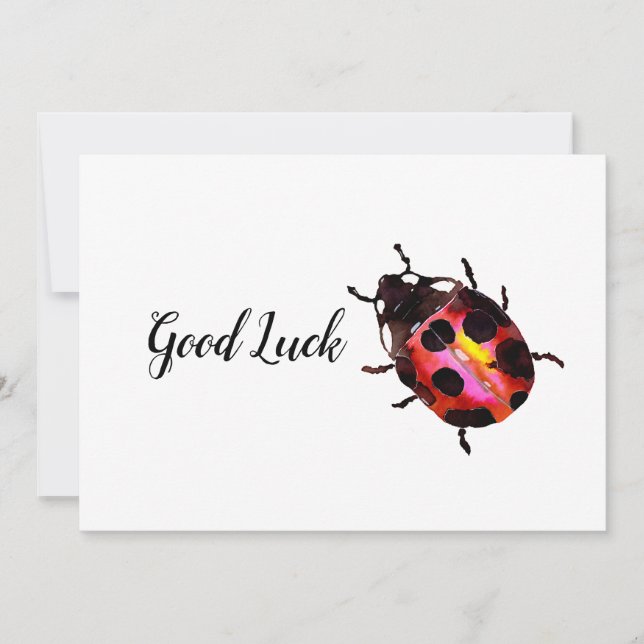 Colorful Watercolor Ladybug Good Luck Card (Front)