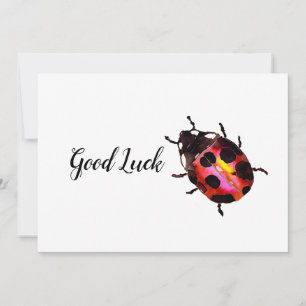 Colorful Watercolor Ladybug Good Luck Card