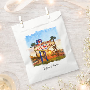 Colorful Watercolor Las Vegas Sign Wedding Favor Bag