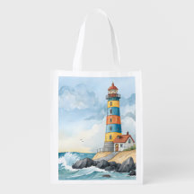 Colorful Watercolor Lighthouse