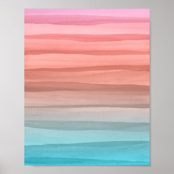 Colorful Watercolor Lines Gradient Art Poster by blueskywhimsy at Zazzle