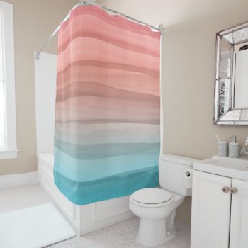 Colorful Watercolor Lines Pattern Gradient Shower Curtain by blueskywhimsy at Zazzle