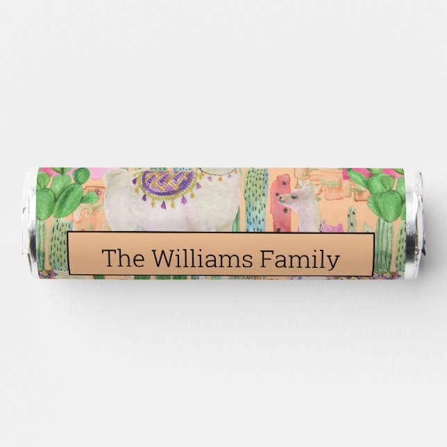 Colorful Watercolor Llama Pattern Breath Savers® Mints (Front)