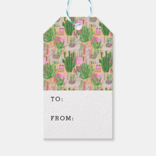 Colorful Watercolor Llama Pattern Gift Tags