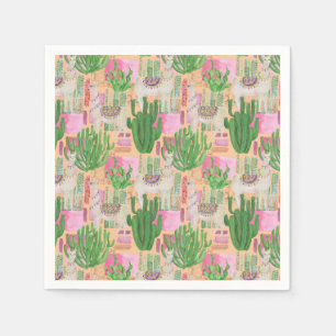 Colorful Watercolor Llama Pattern Napkins