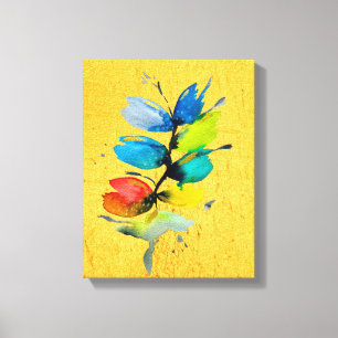 Colorful watercolor loose abstract floral canvas print