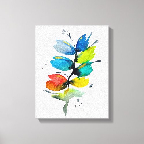 Colorful watercolor loose abstract floral canvas print