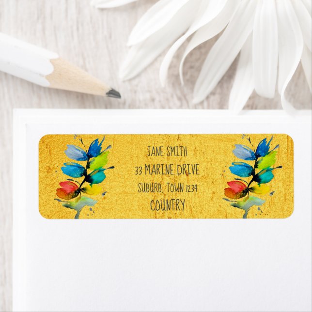 Colorful watercolor loose abstract floral label (Insitu)