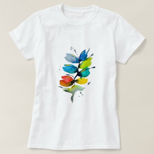 Colorful watercolor loose abstract floral T_Shirt