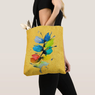 Colorful watercolor loose abstract floral tote bag