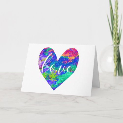 Colorful Watercolor Love Heart Valentines Day Card