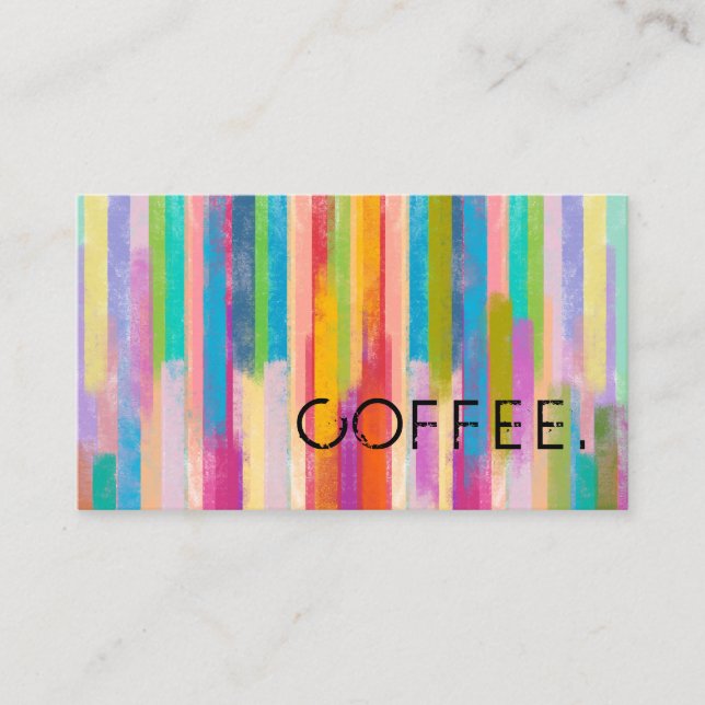 Colorful Watercolor Loyalty Coffee Business Card (Front)