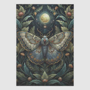 Colorful Watercolor Luna Moth & Moon Decoupage Tissue Paper