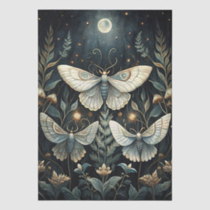 Colorful Watercolor Luna Moth & Moon Decoupage Tissue Paper