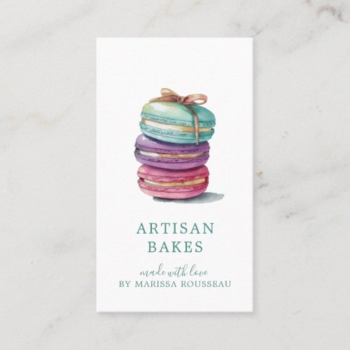 Colorful Watercolor Macaron Baker Pastry Chef  Business Card