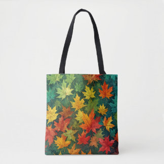 Colorful Watercolor Maple Leaves Tote Bag