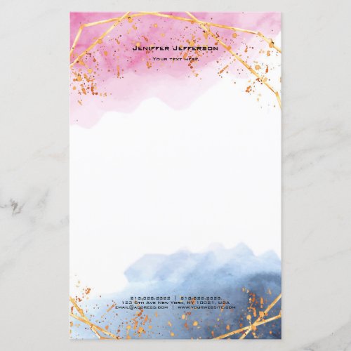 Colorful watercolor marble Letterhead