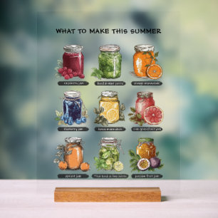 Colorful Watercolor Mason Jar Summer Food Art Acrylic Sign