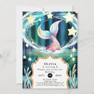 Colorful Watercolor Mermaid Birthday Invitation