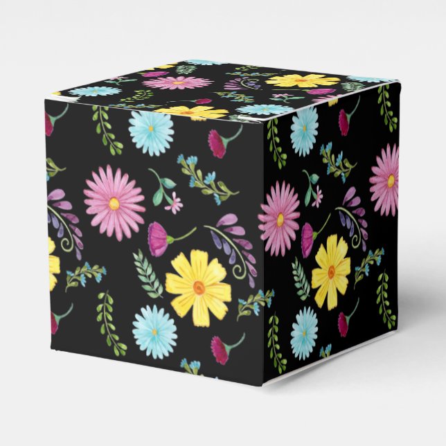 Colorful Watercolor Mexican Fiesta Favor Boxes (Front Side)