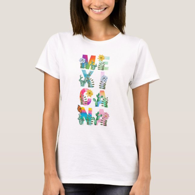 Colorful Watercolor Mexicana Female T-Shirt (Front)