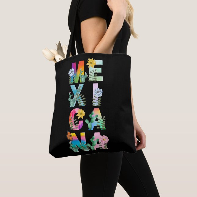 Colorful Watercolor Mexicana  Tote Bag (Close Up)