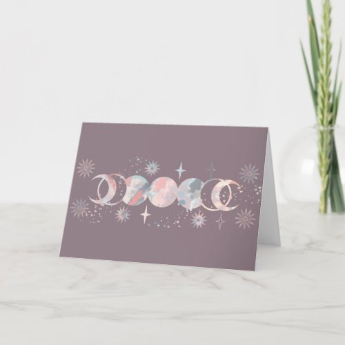 Colorful Watercolor Moons Card