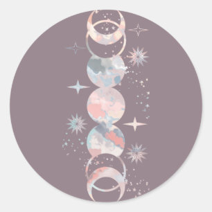 Colorful Watercolor Moons Classic Round Sticker