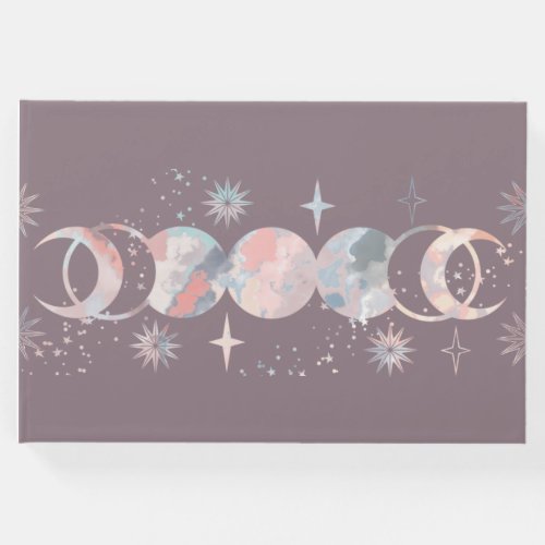 Colorful Watercolor Moons Guest Book