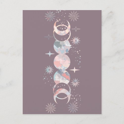 Colorful Watercolor Moons Invitation Postcard