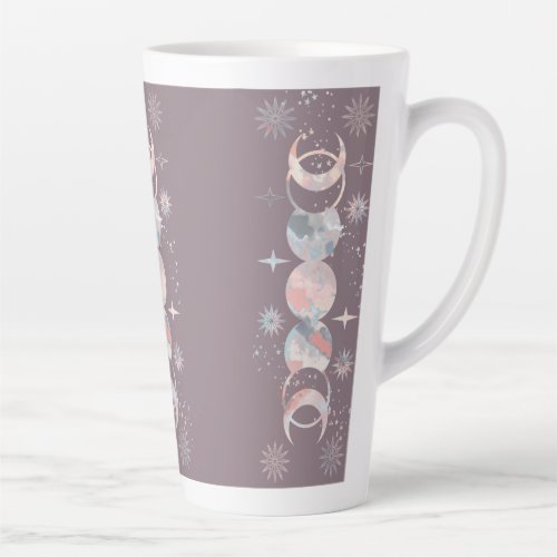 Colorful Watercolor Moons Latte Mug