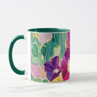 Colorful Watercolor Morning Glories Floral Coffee Mug