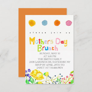 Colorful watercolor mothers day brunch invites