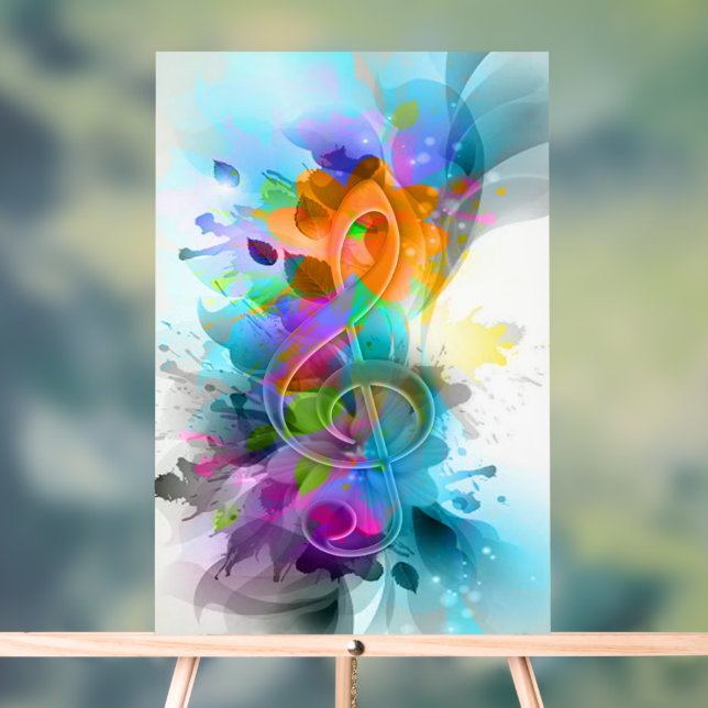 Colorful Watercolor Music treble Clef  Acrylic Sign (Neutral)