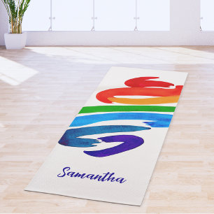 Colorful Watercolor Name Monogram Yoga Mat