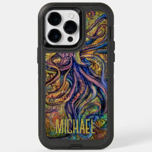 Colorful Watercolor Octopus with Personalized Name OtterBox iPhone 14 Pro Max Case