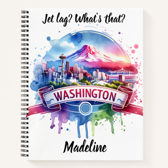 Colorful watercolor of Washington skyline Notebook (Front)