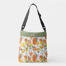 Colorful Watercolor Orange Citrus Pattern Crossbody Bag