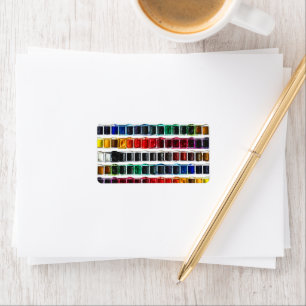 Colorful watercolor paint artist pallet label