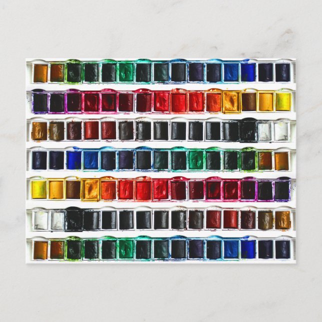 Colorful watercolor paint artist pallet postcard (Front)