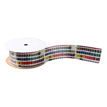 Colorful Watercolor Paint Artist Pallet Satin Ribbon by pink_water at Zazzle