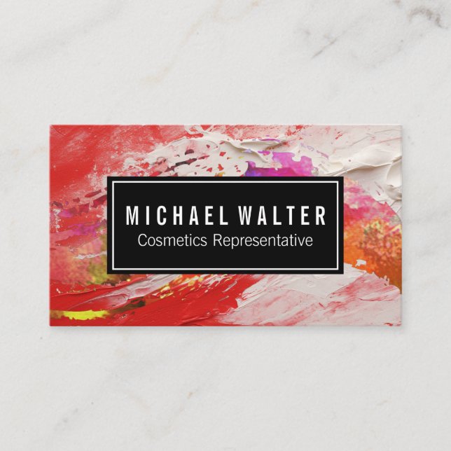 Colorful Watercolor Paint Brushed Art Texture Business Card (Front)