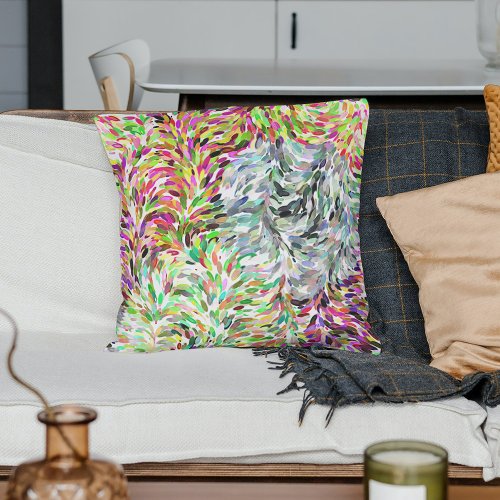 Colorful Watercolor Paint Brushstrokes Art Pattern Throw Pillow