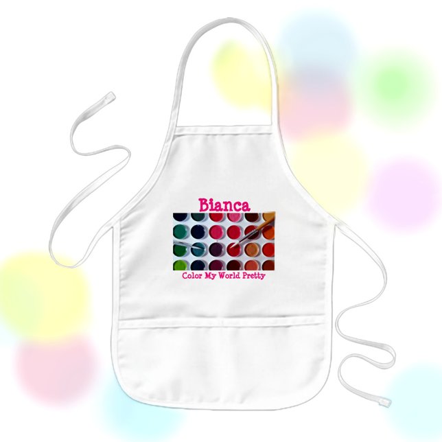 Colorful Watercolor Paint Palette Kids' Apron (Creator Uploaded)