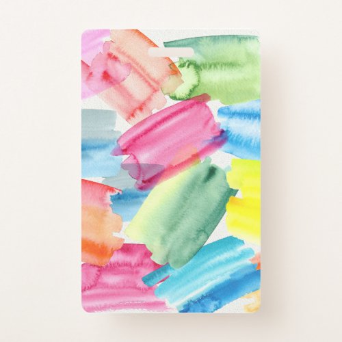 Colorful Watercolor Paint Swatches Abstract Art Badge