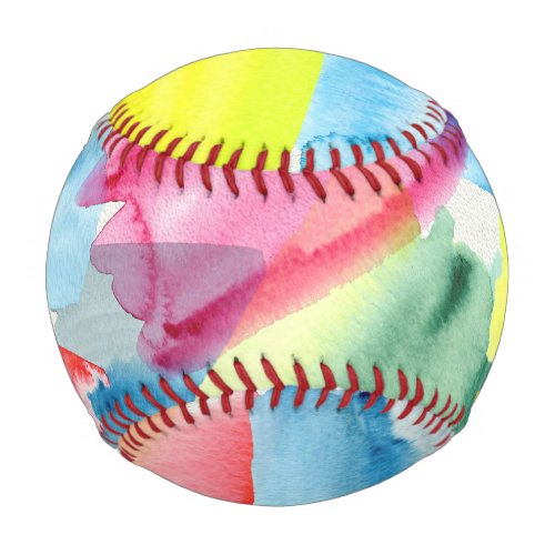 Colorful Watercolor Paint Swatches Abstract Art Baseball